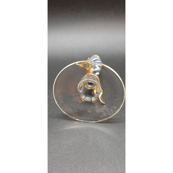 Salt Shaker Art Glass Signed 94 Gazette Gold Accents Hand Blown 5 In - Picture 8 of 8